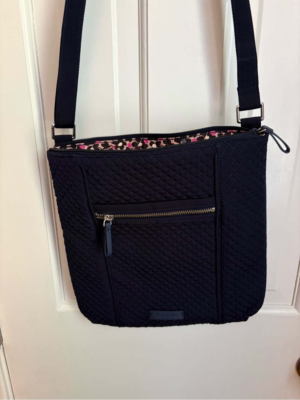 Vera Bradley Black Quilted Crossbody with Pink Accent Lining